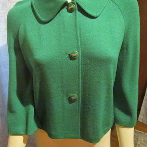 St. John Kelley Green Button Down Sweater Size 8